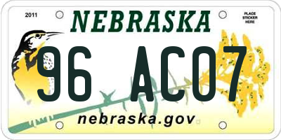 NE license plate 96AC07