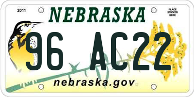 NE license plate 96AC22
