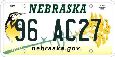 NE license plate 96AC27