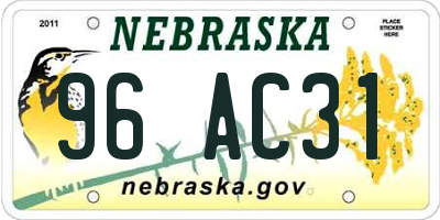 NE license plate 96AC31