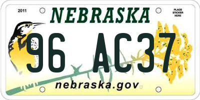NE license plate 96AC37