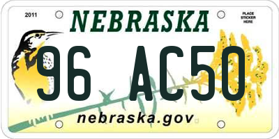 NE license plate 96AC50