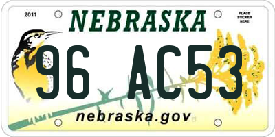 NE license plate 96AC53