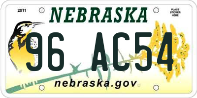 NE license plate 96AC54