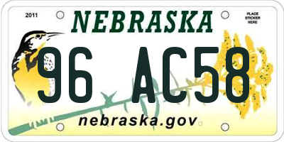 NE license plate 96AC58