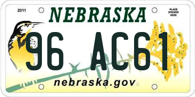 NE license plate 96AC61