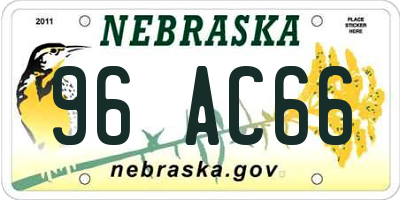 NE license plate 96AC66