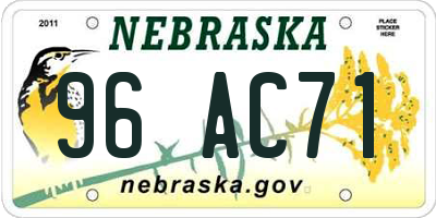 NE license plate 96AC71
