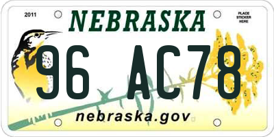 NE license plate 96AC78