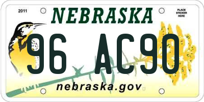 NE license plate 96AC90