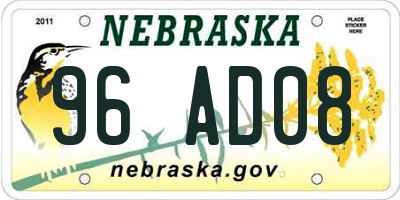 NE license plate 96AD08