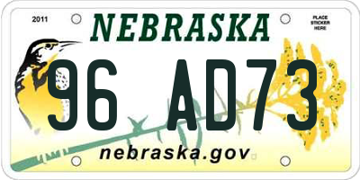 NE license plate 96AD73
