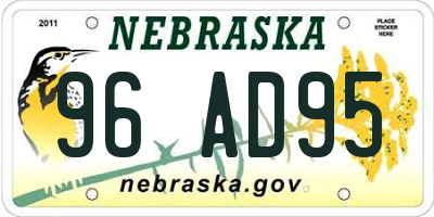 NE license plate 96AD95