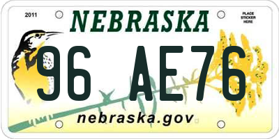 NE license plate 96AE76