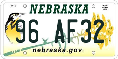 NE license plate 96AF32