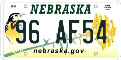 NE license plate 96AF54