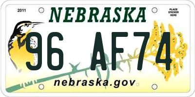 NE license plate 96AF74