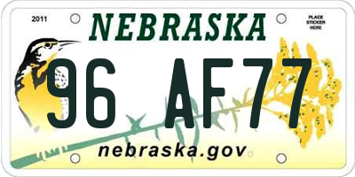 NE license plate 96AF77