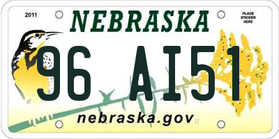 NE license plate 96AI51