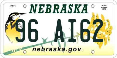 NE license plate 96AI62