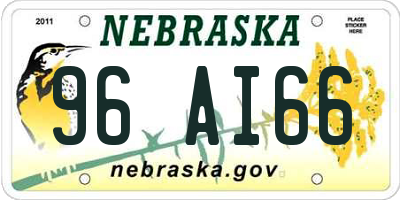 NE license plate 96AI66