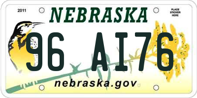 NE license plate 96AI76