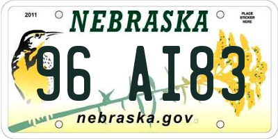 NE license plate 96AI83