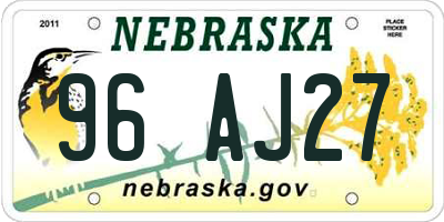 NE license plate 96AJ27