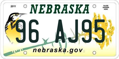 NE license plate 96AJ95