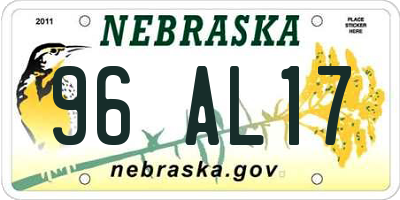 NE license plate 96AL17