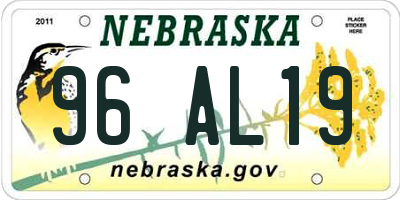 NE license plate 96AL19