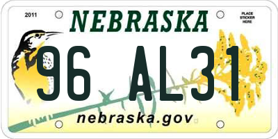 NE license plate 96AL31