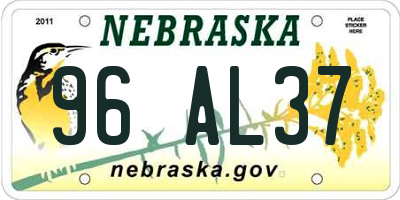 NE license plate 96AL37