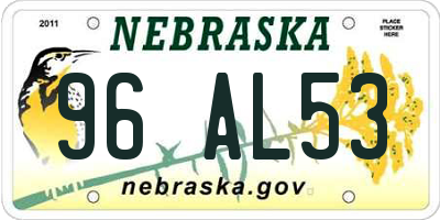 NE license plate 96AL53