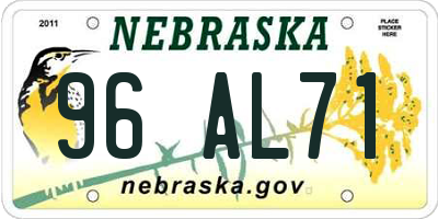 NE license plate 96AL71