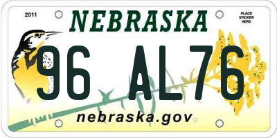 NE license plate 96AL76
