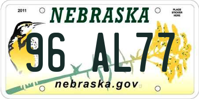 NE license plate 96AL77