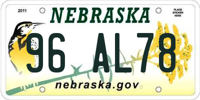 NE license plate 96AL78