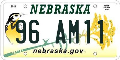NE license plate 96AM11
