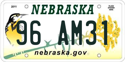 NE license plate 96AM31