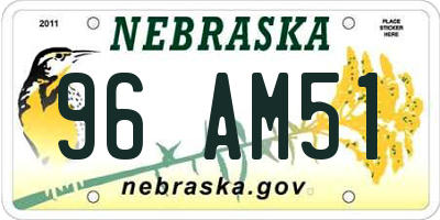 NE license plate 96AM51