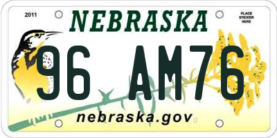 NE license plate 96AM76