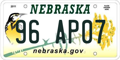 NE license plate 96AP07