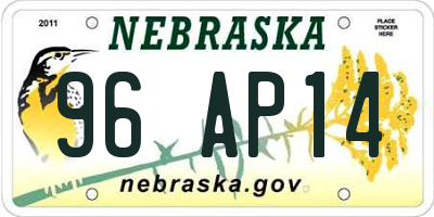NE license plate 96AP14