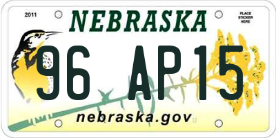 NE license plate 96AP15