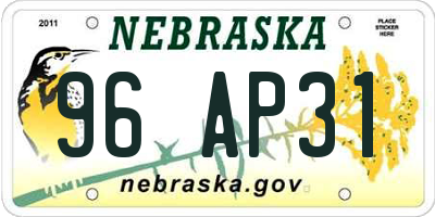 NE license plate 96AP31