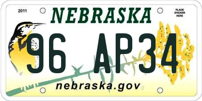 NE license plate 96AP34