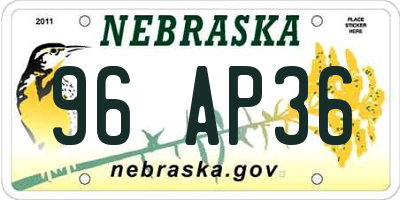 NE license plate 96AP36