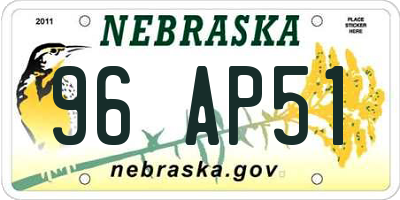 NE license plate 96AP51