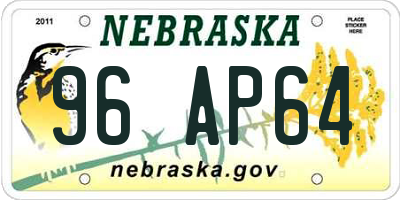 NE license plate 96AP64